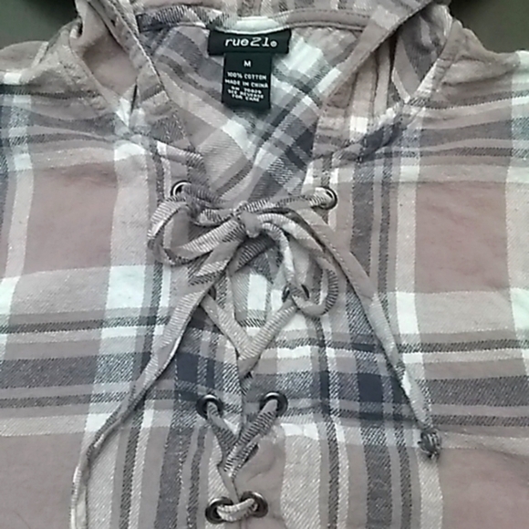 Rue 21 Flannel Lace-up Hoodie - Picture 2 of 3
